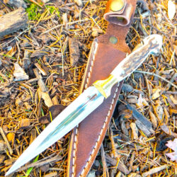 Nile, Fixed Blade Pocket Knife Stainless Steel and Deer Antler with Sheath