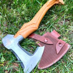 Handmade Custom Axe with Leather Sheath, Snake Handle Axe, Father's Day Gifts, Custom Gift for Men, Handmade Axe, Personalized Hatchet