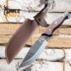 NILE Bushcraft Knife - Wood Handle Handmade Drop Point Hunting Skinning Knife Goat Engraved - Image 5