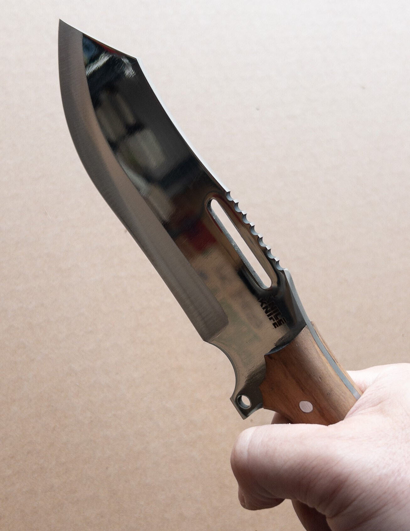 NILE Bushcraft Knife - Wood Handle Handmade Drop Point Hunting Skinning Knife Goat Engraved - Image 6