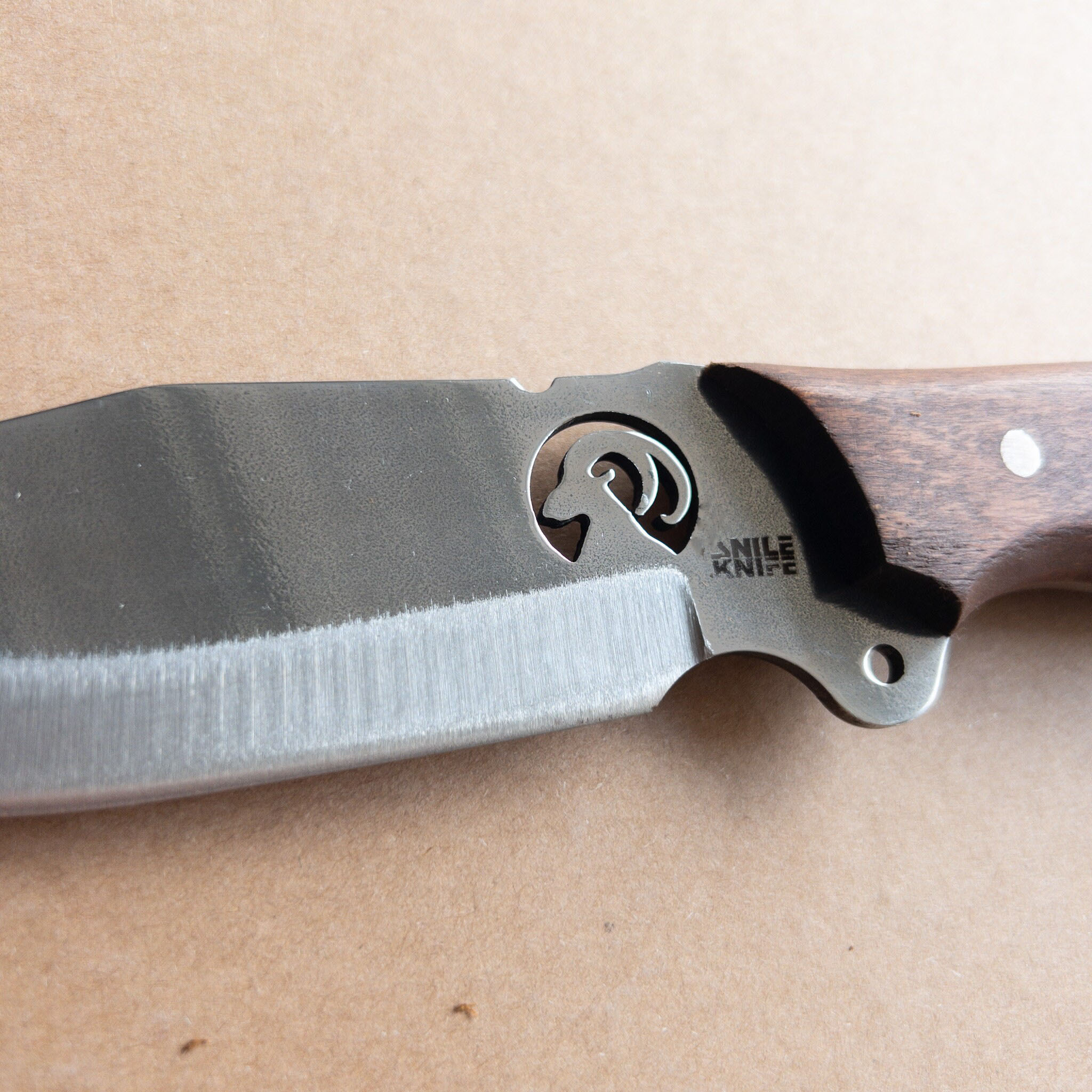 NILE Bushcraft Knife - Wood Handle Handmade Drop Point Hunting Skinning Knife Goat Engraved - Image 7
