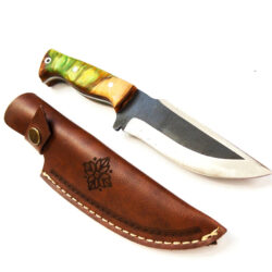 Handmade Knife Epoxy Handle, Natural Handmade Leather Case, Stainless steel 4116, Bushcraft knife