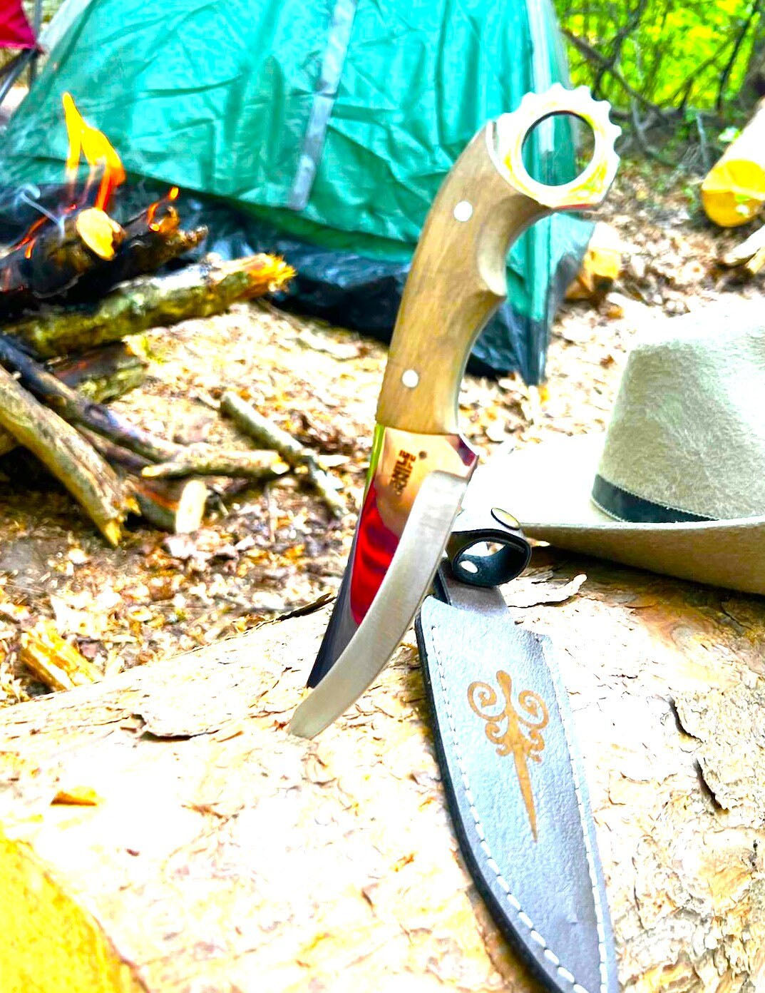 Custom Hand Forged Hunting Karambit Full Tang knife With Lather Sheath Engraved Knife, Personalized Knives, Anniversary Gift, Handmade Gift - Image 4
