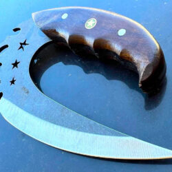Walnut Handle Riddick Knife - Handmade Karambit Knife -Oval Knife- Custom Hunting Knife - Personalized Gift For Man - Engraved Knife for Men