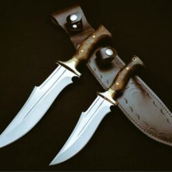 2-Pieces Bowie Knife, Wild Westerner Clip Point Bowie Hunting Knife - Stainless Steel Collectible Outdoor Knife with Sheath