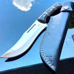 Custom Werzalit Handle Hunting Knife With Sheath Bowie Knife Ultra Sharp Blade Knife for Camping Skinning Full Tang Blade Knife Bushcraft