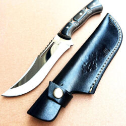 Custom Werzalit Handle Hunting Knife With Sheath Bowie Knife Ultra Sharp Blade Knife for Camping Skinning Full Tang Blade Knife Bushcraft