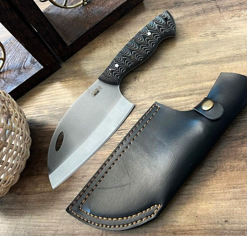 Handmade Cleaver Knife - Forged Serbian Chef Cleaver, Personalized Handmade Almazan Knife, Kitchen Knife, Chef Gifts, Engraved Knife - Image 7