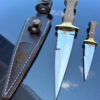 2 PC Bowie Knife, Fixed Blade Hunting Knife, Outdoor Survival Fixed Blade Knife Set with Leather Sheath – Dispatch Knives, Bushcraft knife - Image 3