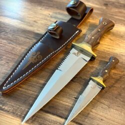 2 PC Bowie Knife, Fixed Blade Hunting Knife, Outdoor Survival Fixed Blade Knife Set with Leather Sheath – Dispatch Knives, Bushcraft knife