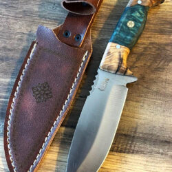 Handmade Knife Epoxy Handle, Natural Handmade Leather Case, Stainless steel 4116, bushcraft knife