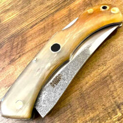 Handmade Custom Pocket Knife, N690 Steel with Ram Horn Handle Camping Knife, Hunting Knives, Pocket Knife, Folding Knife