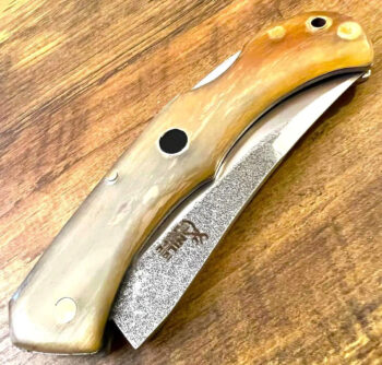 Handmade Custom Pocket Knife, N690 Steel with Ram Horn Handle Camping Knife, Hunting Knives, Pocket Knife, Folding Knife