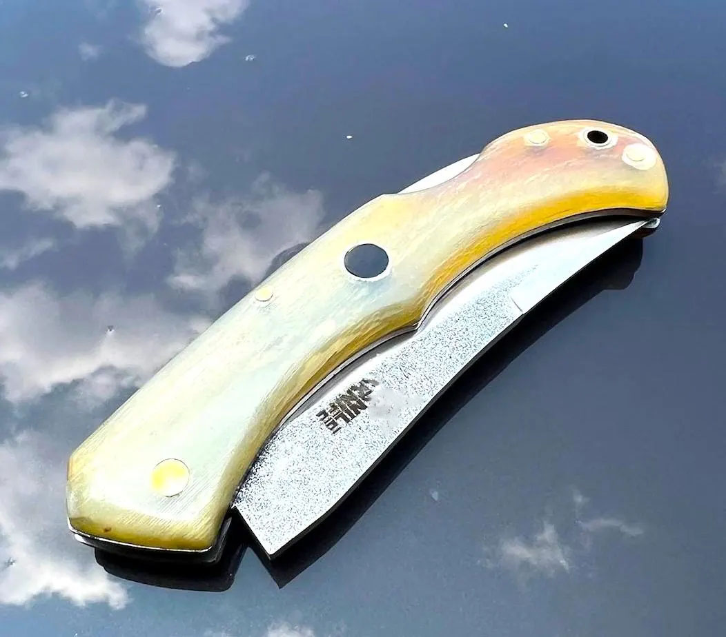 Handmade Custom Pocket Knife, N690 Steel with Ram Horn Handle Camping Knife, Hunting Knives, Pocket Knife, Folding Knife - Image 10