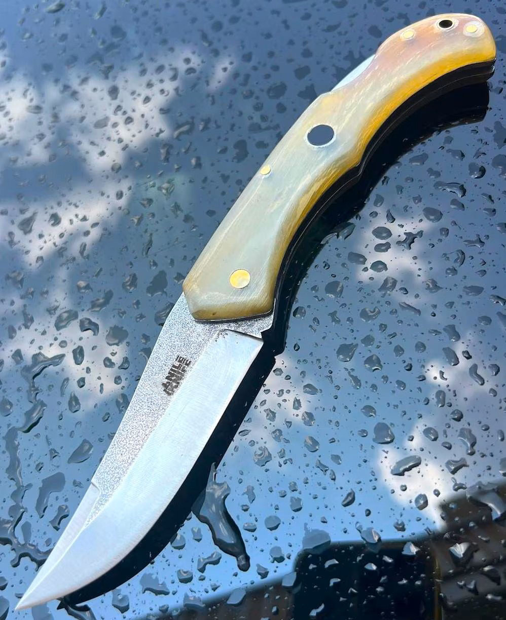 Handmade Custom Pocket Knife, N690 Steel with Ram Horn Handle Camping Knife, Hunting Knives, Pocket Knife, Folding Knife - Image 12