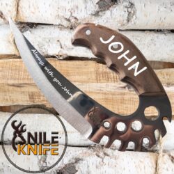 Walnut Handle Riddick Knife - Handmade Karambit Knife -Oval Knife- Custom Hunting Knife - Personalized Gift For Man - Engraved Knife for Men