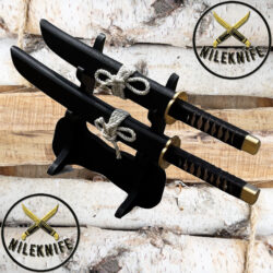 Handmade Katana Sword, 13"- 11.2" Tanto Style Samurai Sword, Quality German Steel Blade, Black Saya and Leather Tsuka, Collectible Gift